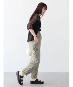 Green Parks メッシュ編み襟付きカーディガン