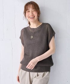 ANY フレンチスリーブメッシュニット