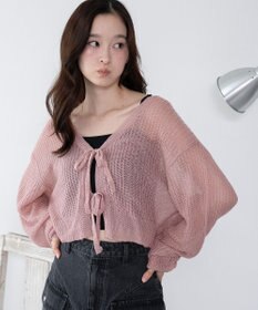 WEGO 【25年秋冬新作】モヘアタッチ2WAYリボンカーデ