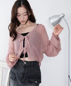 WEGO 【25年秋冬新作】モヘアタッチ2WAYリボンカーデ