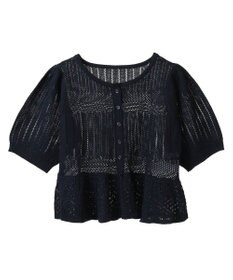 earth music&ecology ＳＥＴ２点レース編みペプラムカーデ＋スカート