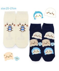 Mother garden しろたん スニーカー丈ソックス 2足セット 25~27cm 《顔ぼんミルク/お友達フェイス》