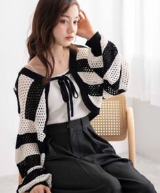 WEGO 【紫外線対策/手洗い可】メッシュリボンボレロ