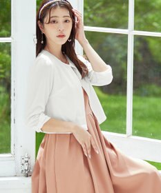 Tiaclasse L 【洗える】袖口リボンカットソーボレロカーディガン