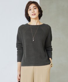 自由区 【WEB限定カラーあり・洗える】リネンミドルゲージボートネック ニット