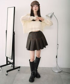 WEGO 【XS～Mサイズ】ヴィンテージライクPUプリーツスカパン