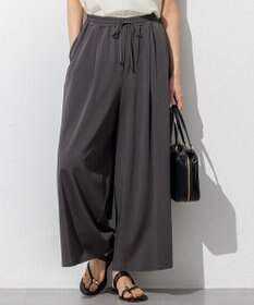 23区 【接触冷感/洗える】ツイストコットンプレーティング ワイド パンツ グレー系