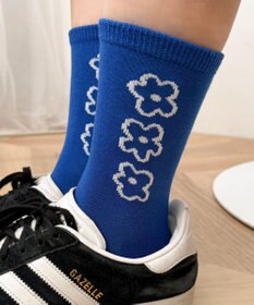 WEGO 手書き風3連フラワーソックス