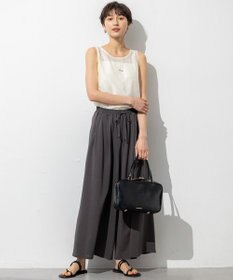 23区 L 【接触冷感/洗える】ツイストコットンプレーティング ワイド パンツ