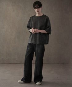 WEGO シルバープリントバギーフレアデニム