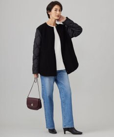 ICB L 【洗える】ジョーゼットジャージー 異素材コンビプルオーバー