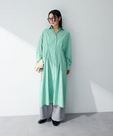 Green Parks イージーケア抜け衿ウエストタックシャツワンピース