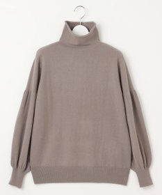 自由区 【洗える】ソフトウールハイゲージパフスリーブハイネック ニット