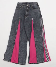 WEGO 【ユニセックス着用ITEM】ジャージドッキングZIPデニムパンツ