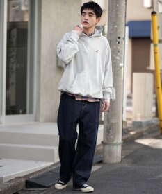 WEGO 【ユニセックス着用ITEM/SMLサイズ展開/裏起毛】ワンポイント刺繍プルパーカー