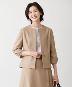 J.PRESS LADIES L 【洗える】FLAXASAオックス ノーカラー ジャケット