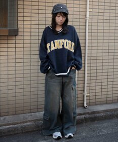 WEGO VネックグラフィックニットBIGプルオーバー