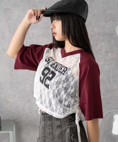 WEGO ラグランレースサイドドロストショートT