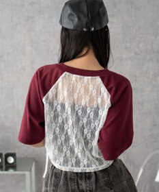 WEGO ラグランレースサイドドロストショートT