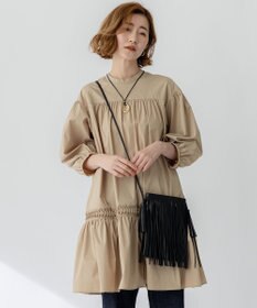 23区 L 【洗える】コンパクトライトクロス ピンタック チュニックワンピース