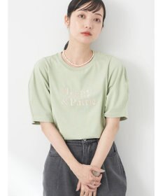 earth music&ecology フォルムスリーブ刺繍ロゴＴＥＥ