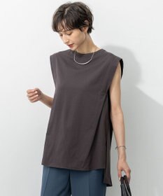 23区 L 【洗える】コンパクトヤーン フレアデザイン ノースリーブ カットソー