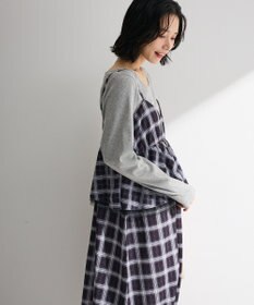 Green Parks ペプラムチェックキャミワンピース