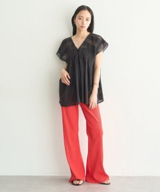 earth music&ecology 【WEB・一部店舗限定】【綿100％】レース＆ピンタックフレンチブラウス