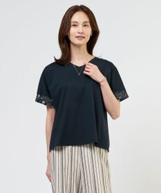 J.PRESS LADIES 【一枚で着映え】LIBERTYコンビ フレンチスリーブ カットソー