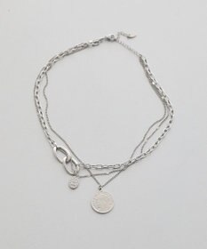 earth music&ecology 【ステンレス】コインモチーフ３連ネックレス