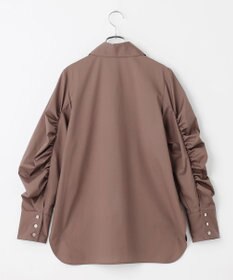 #Newans 【アイロンいらず】尖り襟ギャザースリーブブラウス