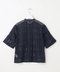 J.PRESS LADIES 【洗える】モザイクレース ハーフスリーブ ブラウス