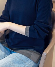 Tiaclasse L 【新色追加・洗える】配色スリットニット