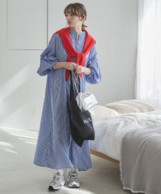 WEGO 【ANGIE VINTAGE】ボリュームスリーブ バンドカラー シャツワンピース