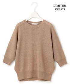 ICB L 【WEB限定カラーあり・洗える】ペーパーブレンドシャインニット 五分袖プルオーバー