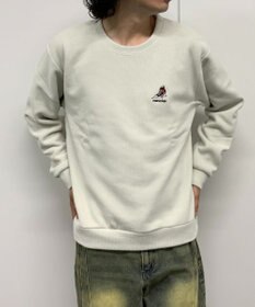 WEGO 【ユニセックス着用ITEM】ワッフルフリースOP刺繍クルートレーナー