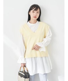 earth music&ecology ＳＥＴ２点Ｖネックベスト＋スタンドカラーチュニック