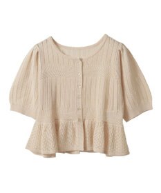 earth music&ecology ＳＥＴ２点レース編みペプラムカーデ＋スカート