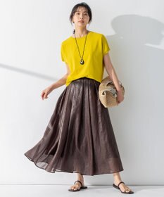 23区 【洗える】グロッシーボイル タック スカート