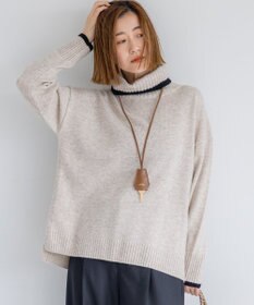 23区 S 【洗える】ウールカシミヤ コンビカラー オフタートル ニット
