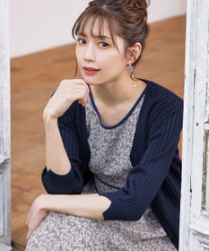 Tiaclasse 【洗える】スリット袖Vネックリブカーディガン