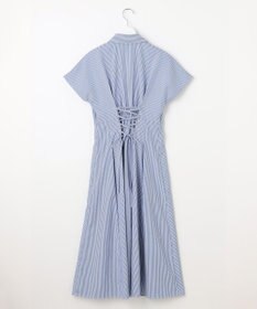 Feroux 【洗える】パールボタンストライプ シャツワンピース