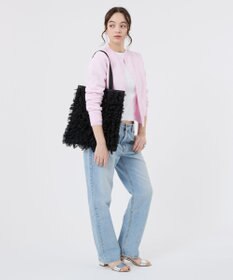 LeSportsac RUFFLE LG EMERALD TOTE/ブラックレースラッフル