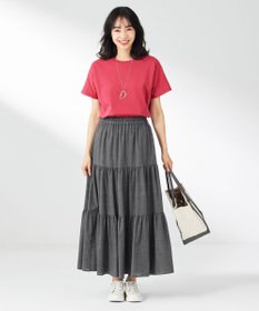 ANY 【ウエストゴム】シャンブレーライクティアード スカート