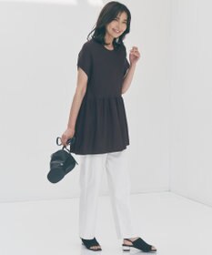 UNFILO L スゴ機能美ニット フレンチスリーブ ペプラム