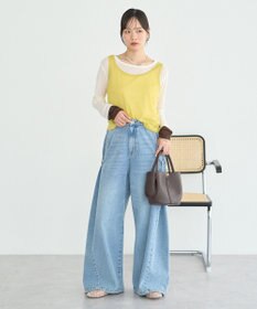 earth music&ecology サイドタックスーパーワイドデニムパンツ