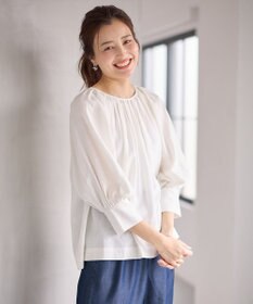 ANY 【手洗い可能】ヨーロピアンリネンギャザーブラウス