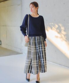 Tiaclasse 【洗える】衿パールニットトップス