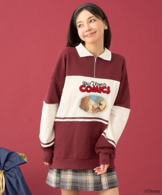 earth music&ecology Ｄｉｓｎｅｙ／レトロコミックハーフｚｉｐスウェット