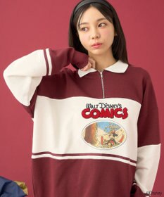 earth music&ecology Ｄｉｓｎｅｙ／レトロコミックハーフｚｉｐスウェット